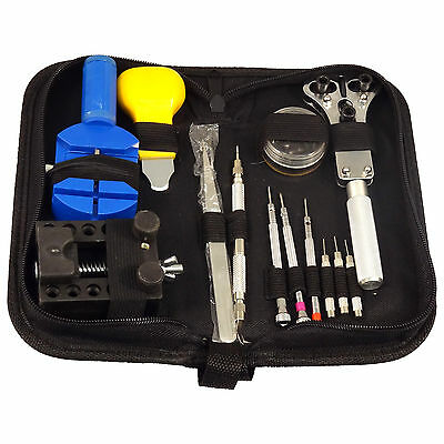 13 pc Watch Repair Tool Kit Zip Case Battery Opener Link Pin Remover Screwdriver - Fresh Stock Dated October 2025