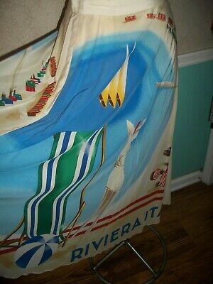 VINTAGE 1990'S SPRING 1993 RALPH LAUREN BLUE LABEL SILK SKIRT RIVIERA ITALIA S M - Fresh Stock Dated October 2025