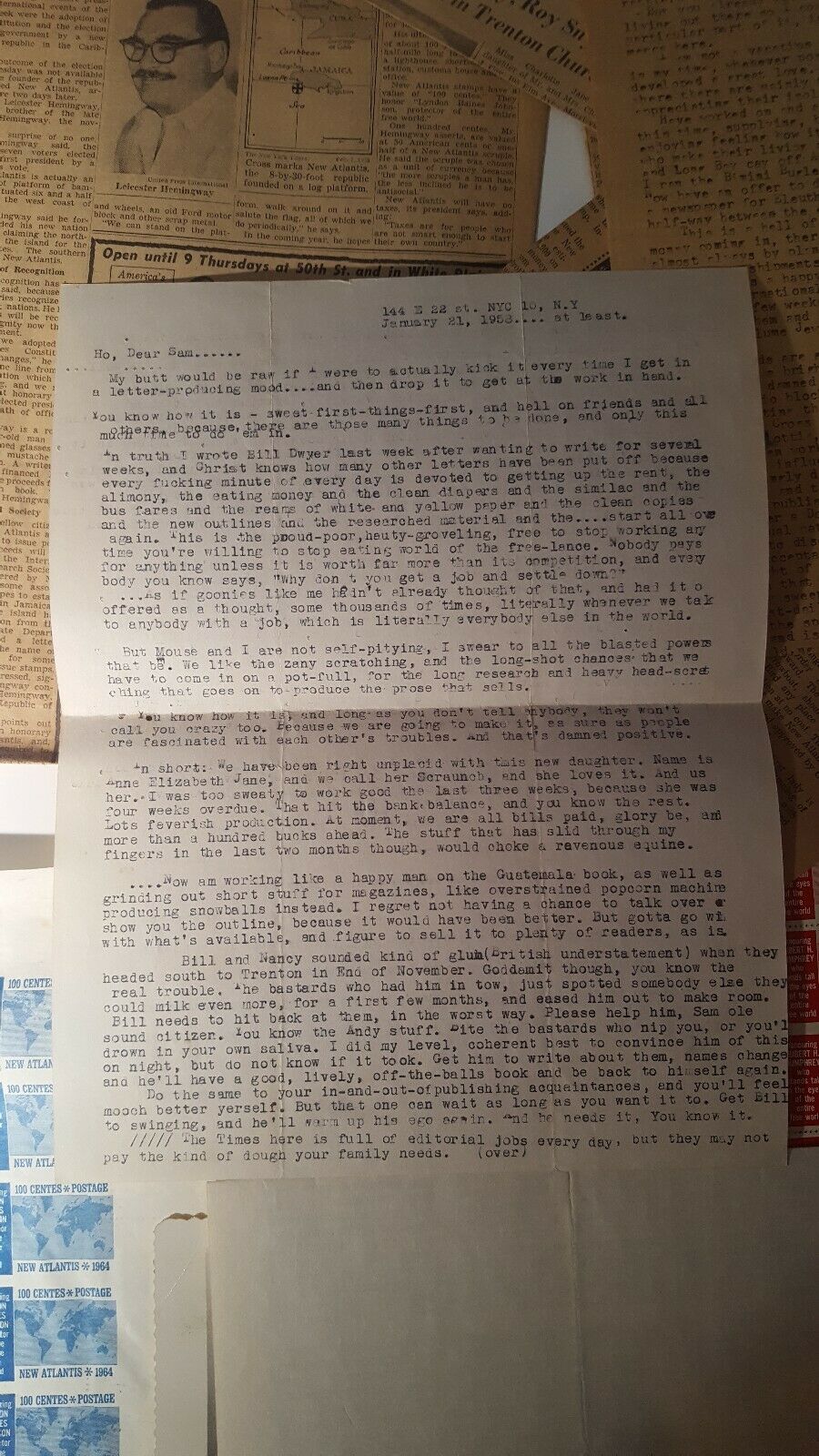RARE Leicester Hemingway New Atlantis Stamps Signed Letters and More LOOK - Fresh Stock Dated October 2025