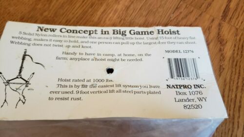 Natpro 1000 Lb. Capacity Game Hoist By Keeper Systems. New In Package. - Fresh Stock Dated October 2025