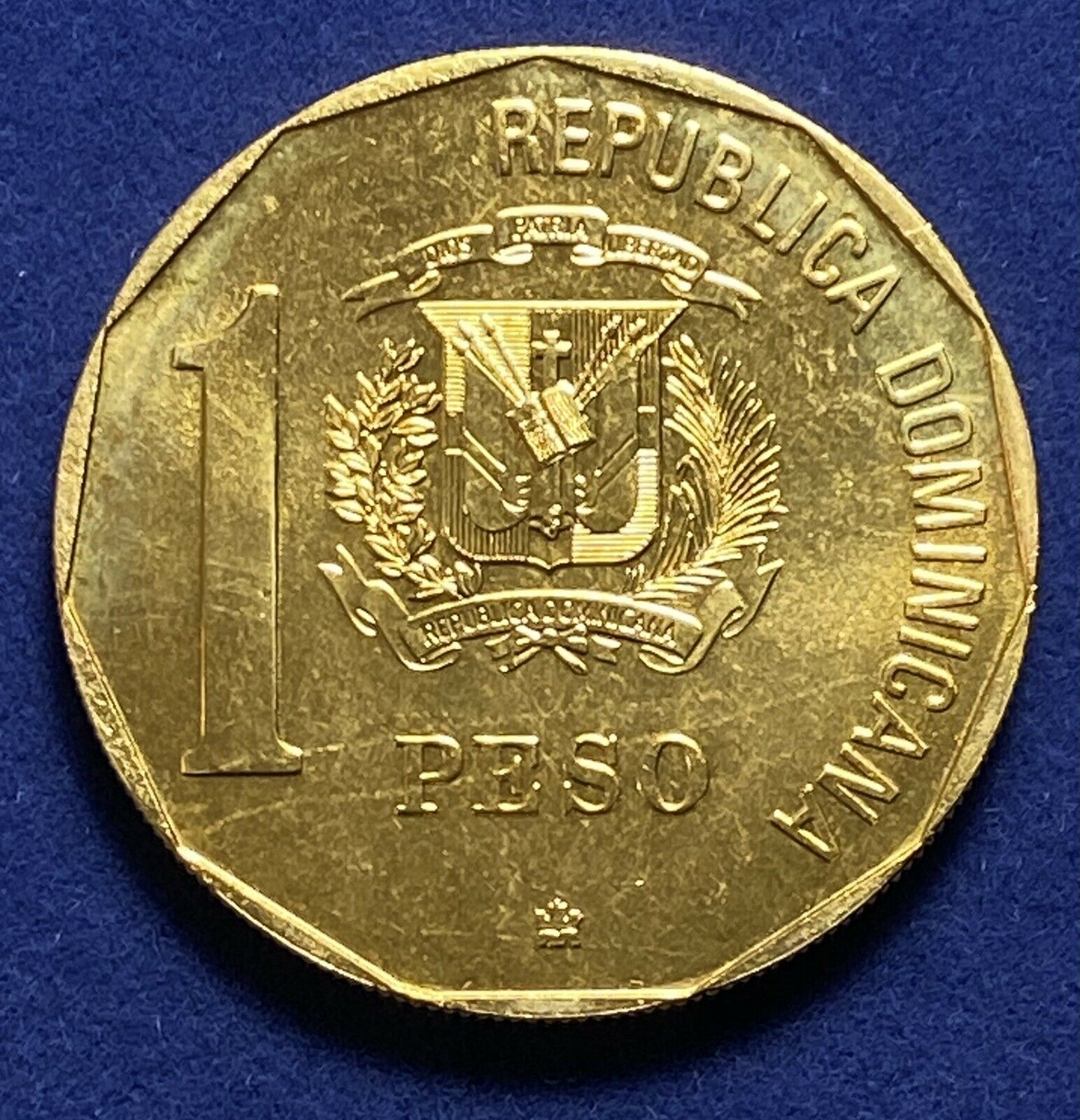 DOMINICAN REPUBLIC 1 Peso 1989  Discovery and Evangelization Gold Plated - Fresh Stock Dated October 2025