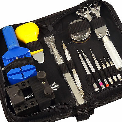 13 pc Watch Repair Tool Kit Zip Case Battery Opener Link Pin Remover Screwdriver - Fresh Stock Dated October 2025