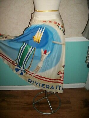 VINTAGE 1990'S SPRING 1993 RALPH LAUREN BLUE LABEL SILK SKIRT RIVIERA ITALIA S M - Fresh Stock Dated October 2025