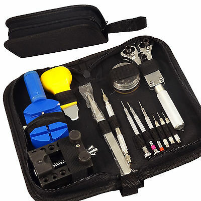 13 pc Watch Repair Tool Kit Zip Case Battery Opener Link Pin Remover Screwdriver - Fresh Stock Dated October 2025