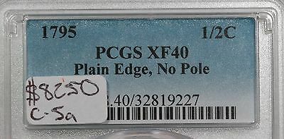 1795 C-5a PCGS XF 40 Plain Edge, No Pole Liberty Cap Half Cent Coin 1/2c - Fresh Stock Dated October 2025
