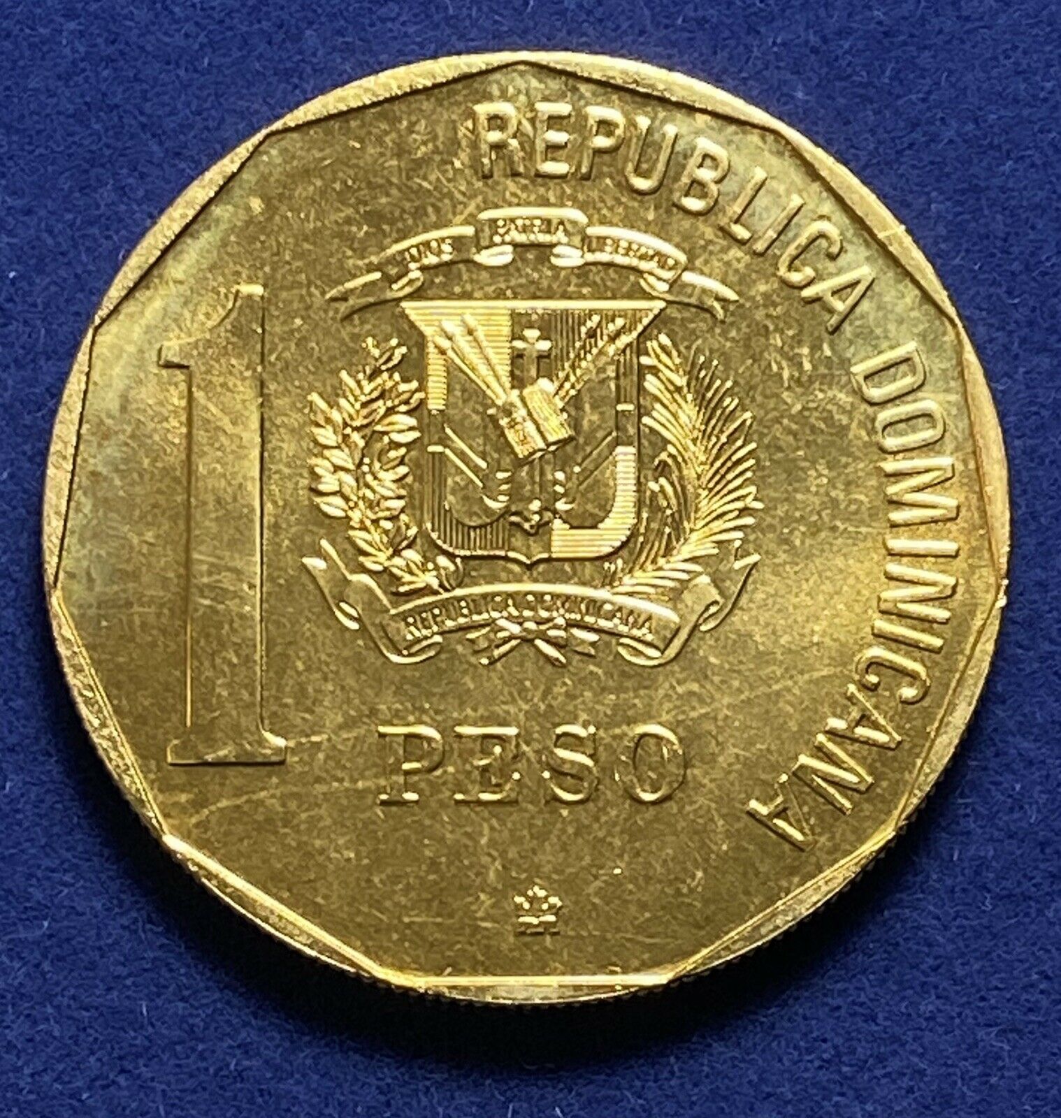 DOMINICAN REPUBLIC 1 Peso 1989  Discovery and Evangelization Gold Plated - Fresh Stock Dated October 2025