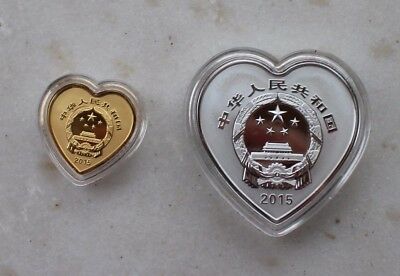 China 2015 Gold and Silver Coins - Chinese Auspicious Culture - Bing Di Tong Xin - Fresh Stock Dated October 2025
