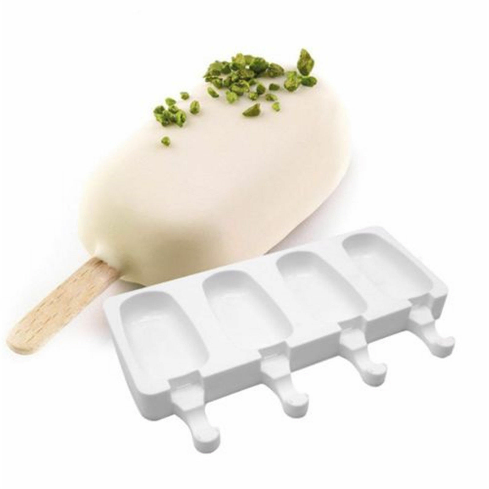 4 Cell Silicone Popsicle Mold 4 Cavity Frozen Ice Cream Mould Pop Lollipop Tray - Fresh Stock Dated October 2025