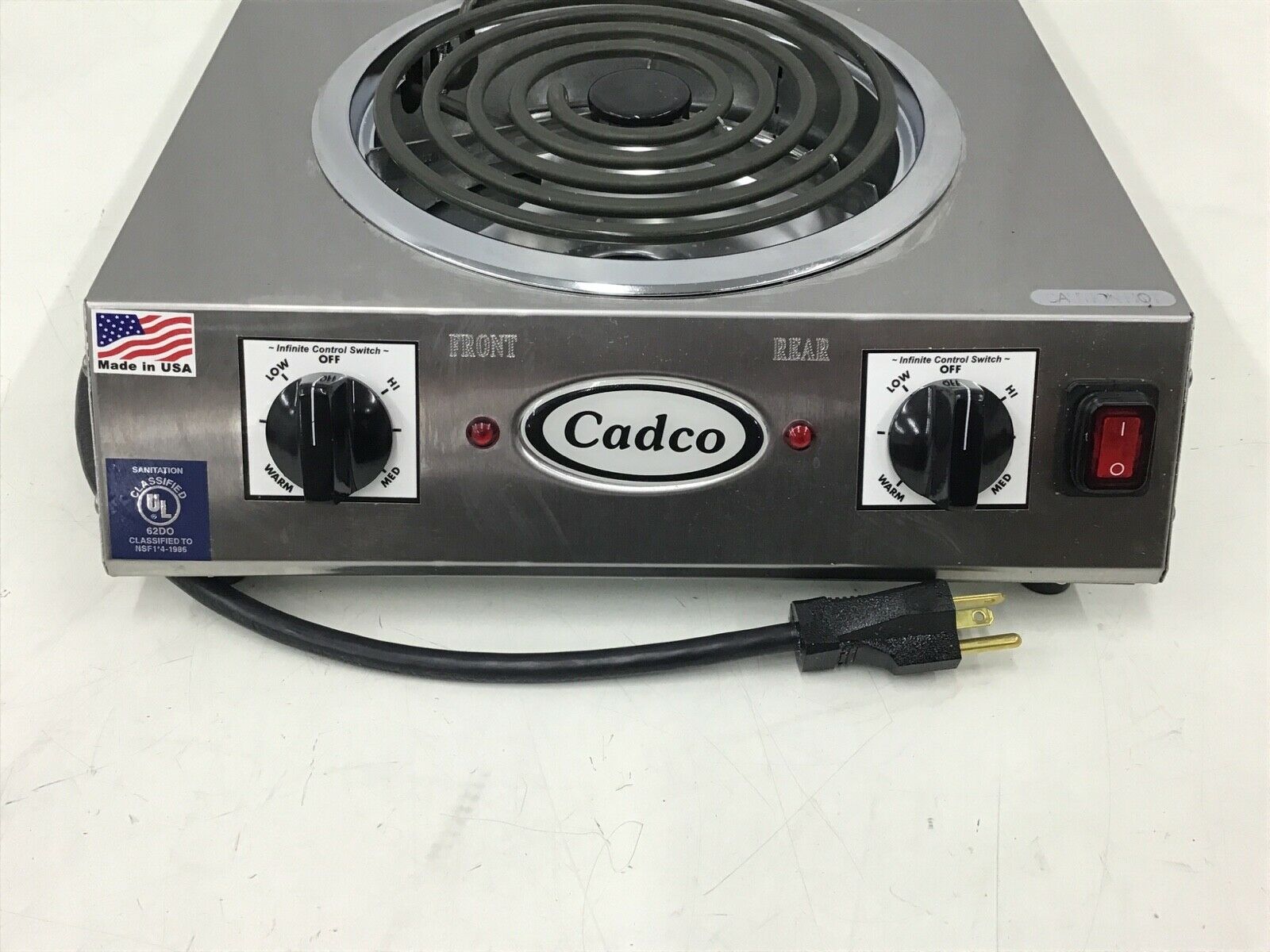 CADCO CDR - 2TFB Front-to-Back Two Burner Portable Hot Plate - Fresh Stock Dated October 2025