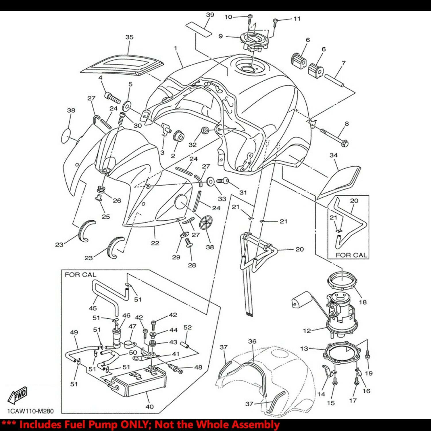 OE Replacement EFI Fuel Pump+Filter/Strainer 06-17 FZ1/FZS1/R6/V Star 1300 XVS - Fresh Stock Dated October 2025