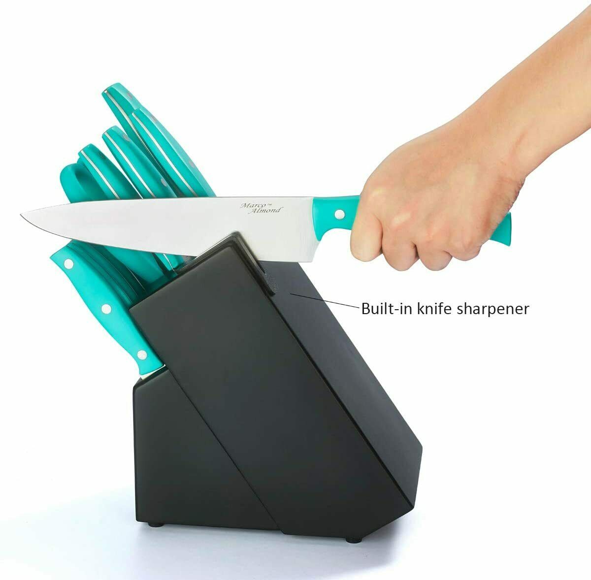 14PCS Stainless Steel Kitchen Knives Cutlery Set with Block Built-in Sharpener - Fresh Stock Dated October 2025