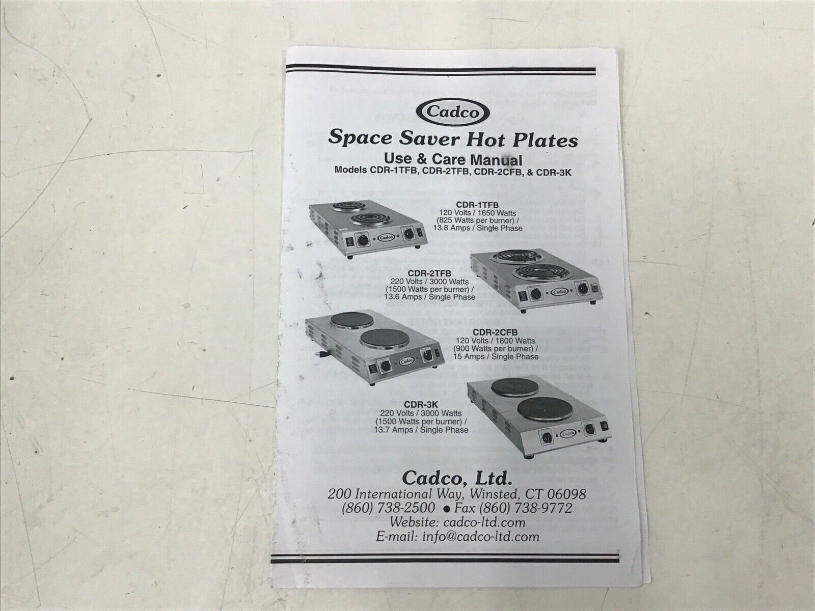 CADCO CDR - 2TFB Front-to-Back Two Burner Portable Hot Plate - Fresh Stock Dated October 2025