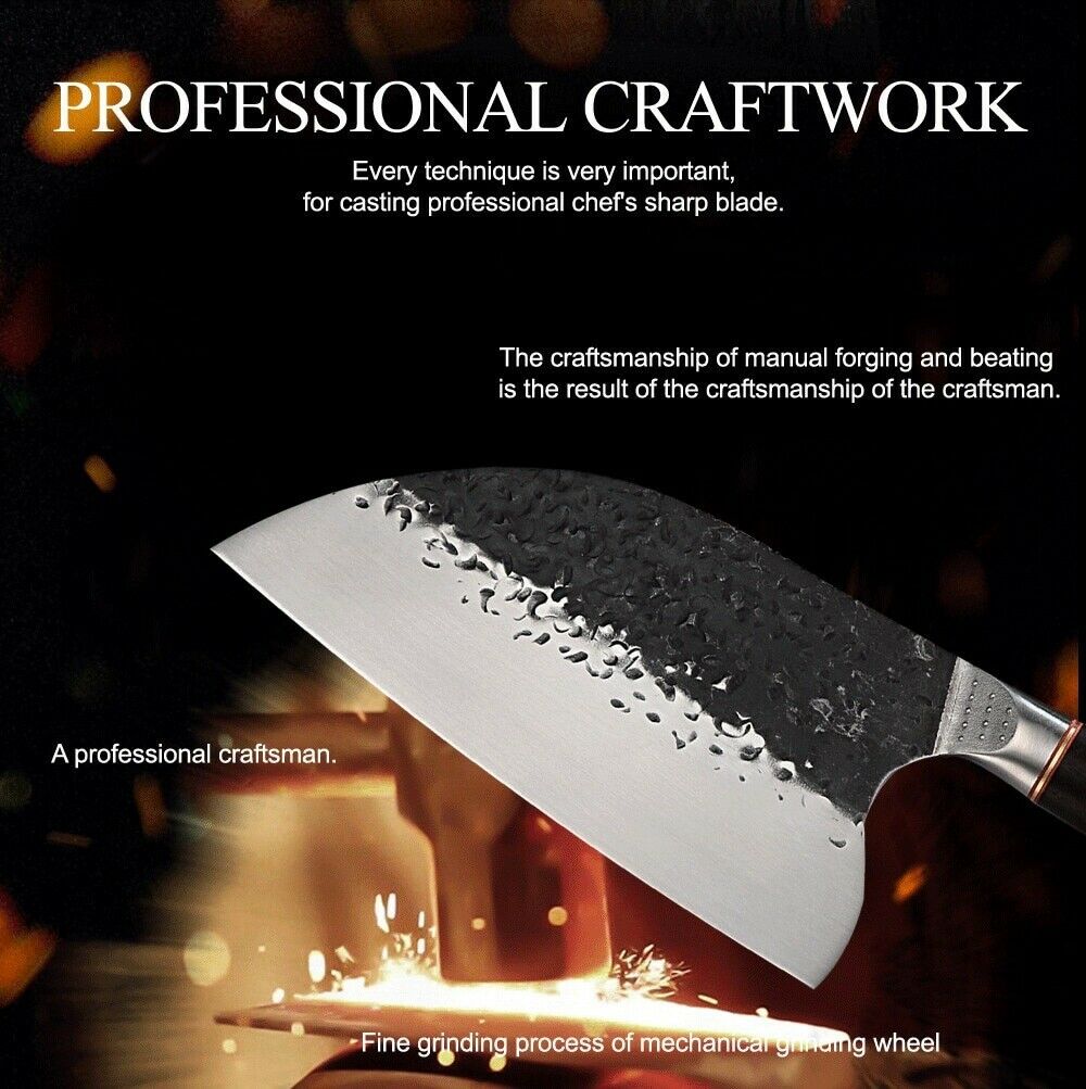 Professional Kitchen Butcher Knife Stainless Steel Ebony Wood Handle Sharp Blade - Fresh Stock Dated October 2025