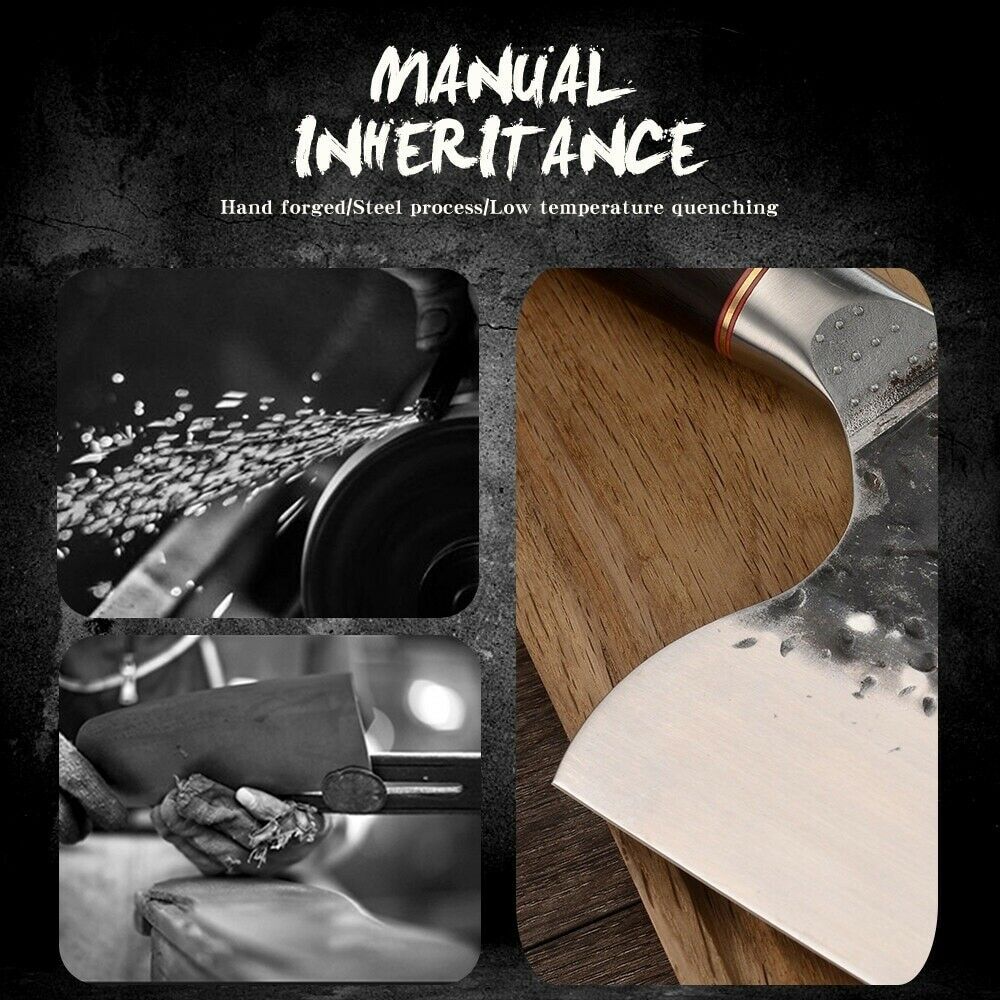 Professional Kitchen Butcher Knife Stainless Steel Ebony Wood Handle Sharp Blade - Fresh Stock Dated October 2025