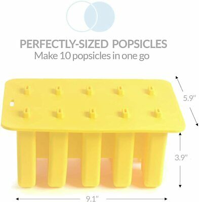Silicone Popsicle Molds BPA Free Set of 10 Ice Pop Maker with 50 Popsicle Sticks - Fresh Stock Dated October 2025