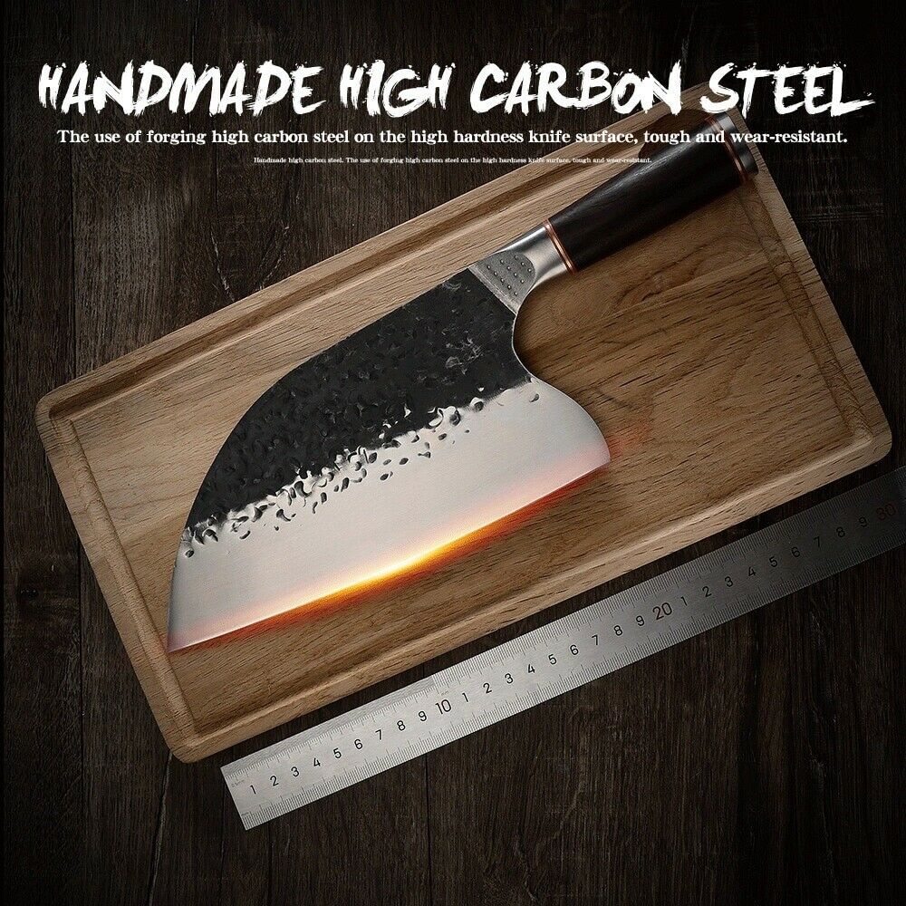 Professional Kitchen Butcher Knife Stainless Steel Ebony Wood Handle Sharp Blade - Fresh Stock Dated October 2025