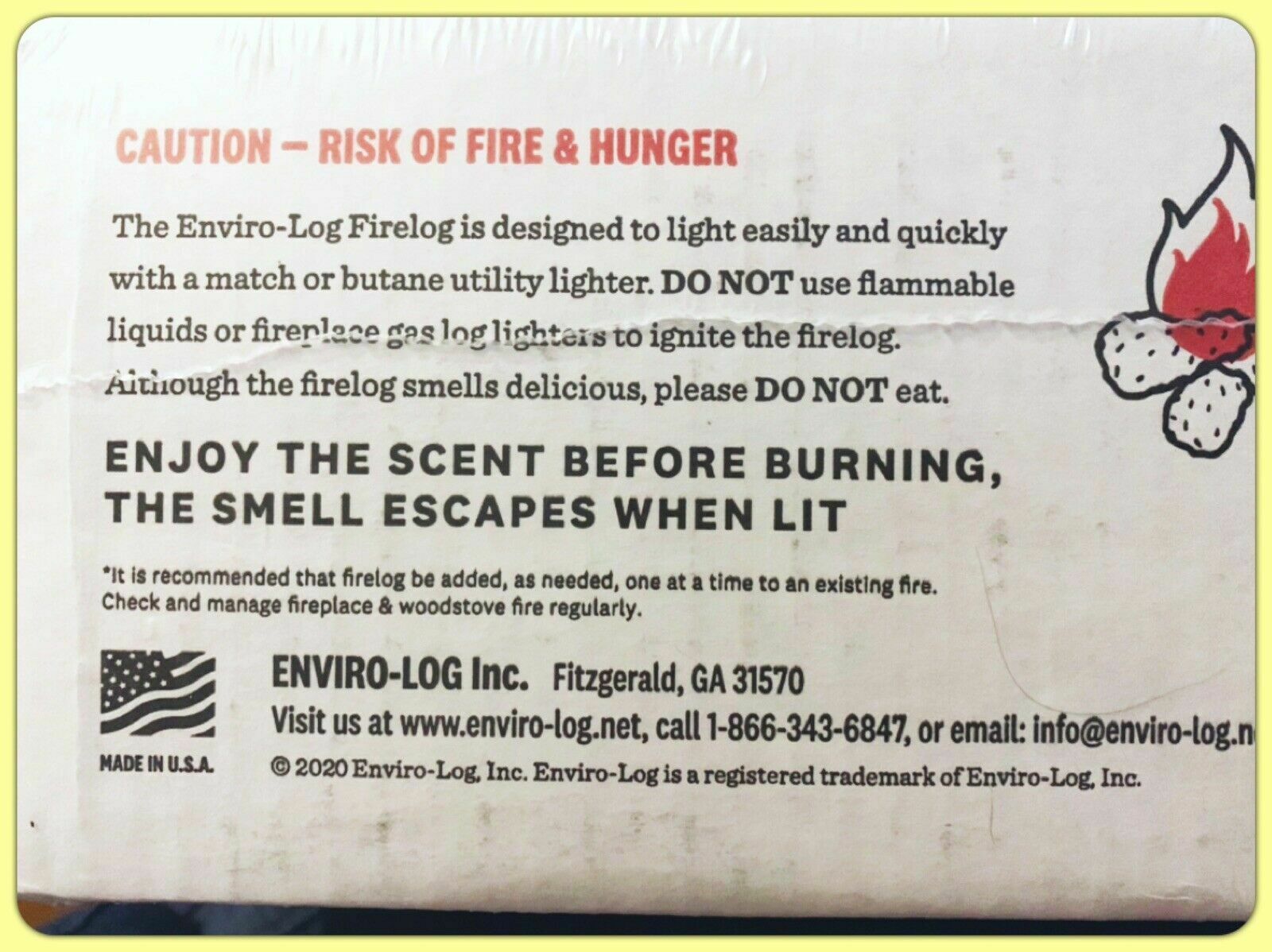 X 6  KFC Limited-Edition 11 Herbs & Spices Firelog by Enviro-Log - FREE SHIPPING - Fresh Stock Dated October 2025