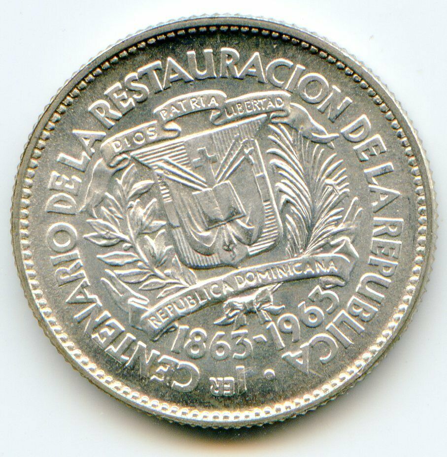 Dominican Republic 10 Centavos 1863-1963 comm issue Super HG coin   lotjun6118 - Fresh Stock Dated October 2025