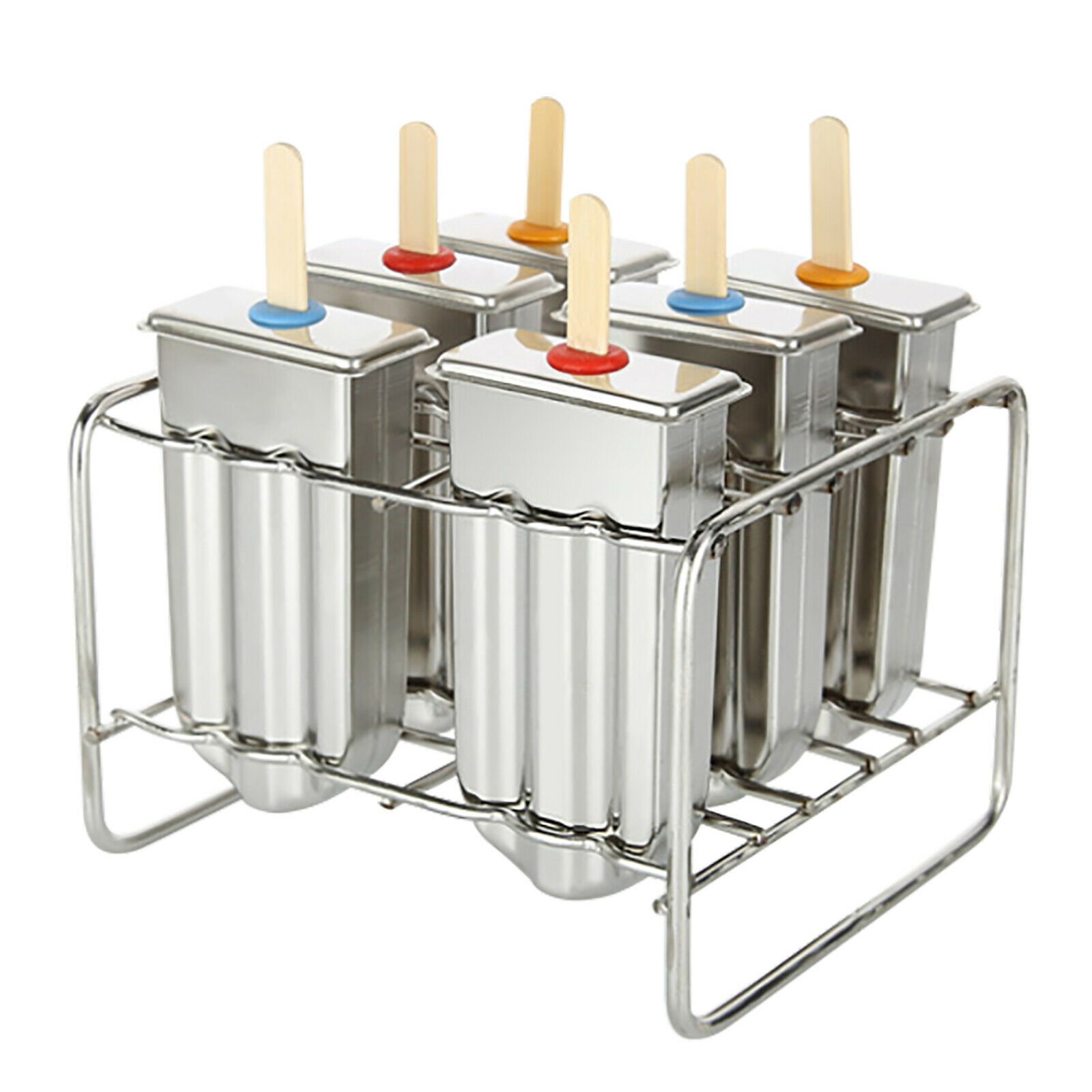 6Pcs Stainless Steel Popsicle Mold Ice Cream Popsicle Stick Mold Holder Maker US - Fresh Stock Dated October 2025