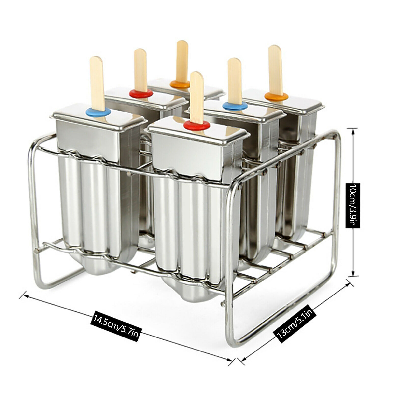 6Pcs Stainless Steel Popsicle Mold Ice Cream Popsicle Stick Mold Holder Maker US - Fresh Stock Dated October 2025
