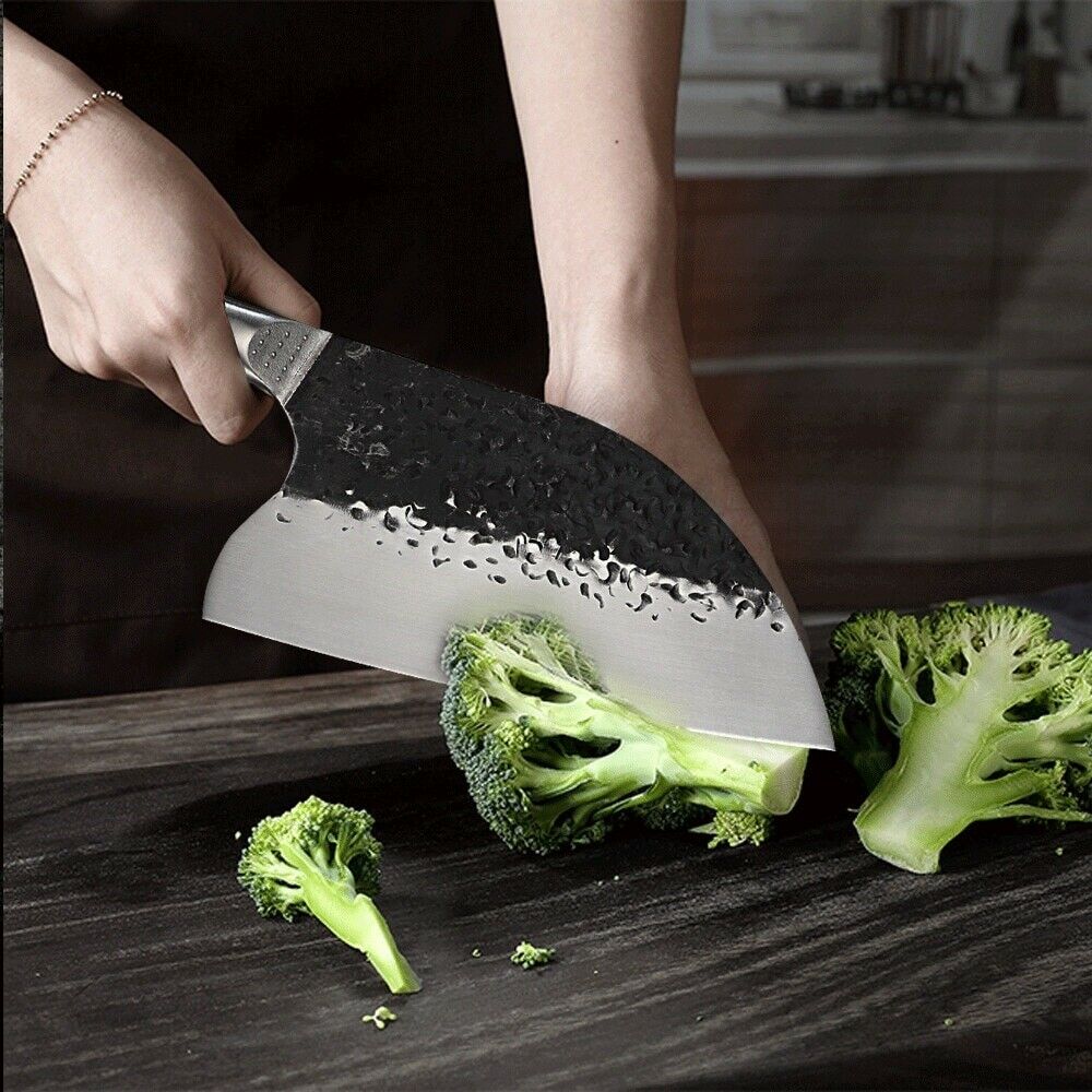 Professional Kitchen Butcher Knife Stainless Steel Ebony Wood Handle Sharp Blade - Fresh Stock Dated October 2025