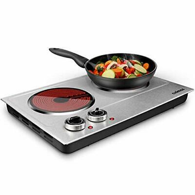 1800W Ceramic Electric Hot Plate for Cooking, Dual Infrared Double Burners - Fresh Stock Dated October 2025