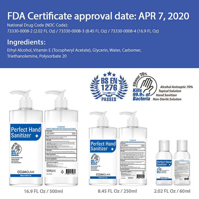 Hand Sanitizer Gel 70% Alcohol Kills 99.9% of Germs Pump Bottle 16.9oz / 500ml - Fresh Stock Dated October 2025