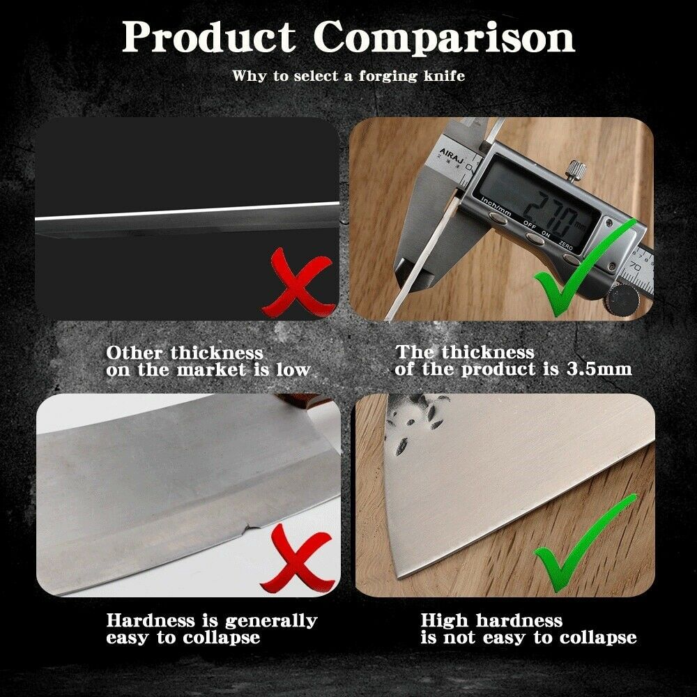 Professional Kitchen Butcher Knife Stainless Steel Ebony Wood Handle Sharp Blade - Fresh Stock Dated October 2025