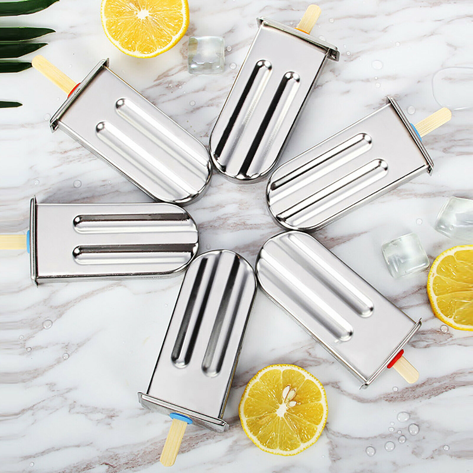 6Pcs Stainless Steel Popsicle Mold Ice Cream Popsicle Stick Mold Holder Maker US - Fresh Stock Dated October 2025