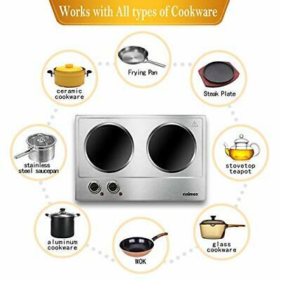 1800W Ceramic Electric Hot Plate for Cooking, Dual Infrared Double Burners - Fresh Stock Dated October 2025