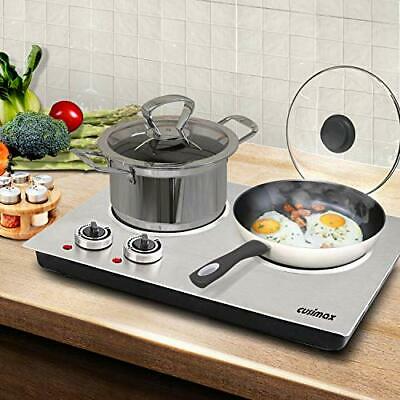 1800W Ceramic Electric Hot Plate for Cooking, Dual Infrared Double Burners - Fresh Stock Dated October 2025
