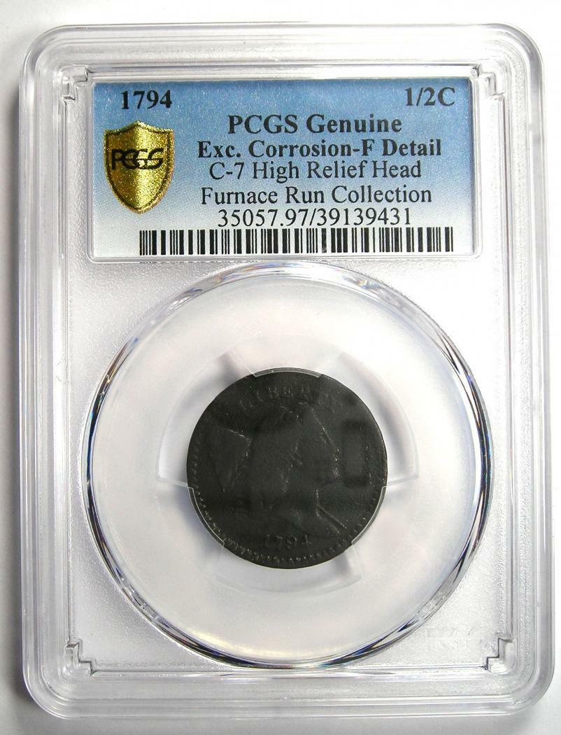 1794 Liberty Cap Flowing Hair Half Cent 1/2C (C-7 R5 Variety) - PCGS Fine Detail - Fresh Stock Dated October 2025