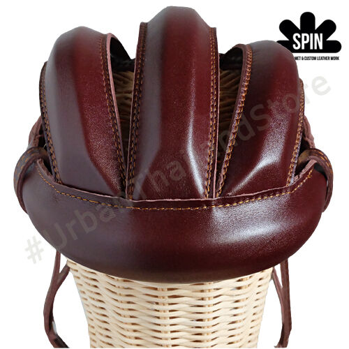 Vintage Cycling Bicycle Helmet Adult Genuine Leather L'eroica Italy Retro Hat - Fresh Stock Dated October 2025