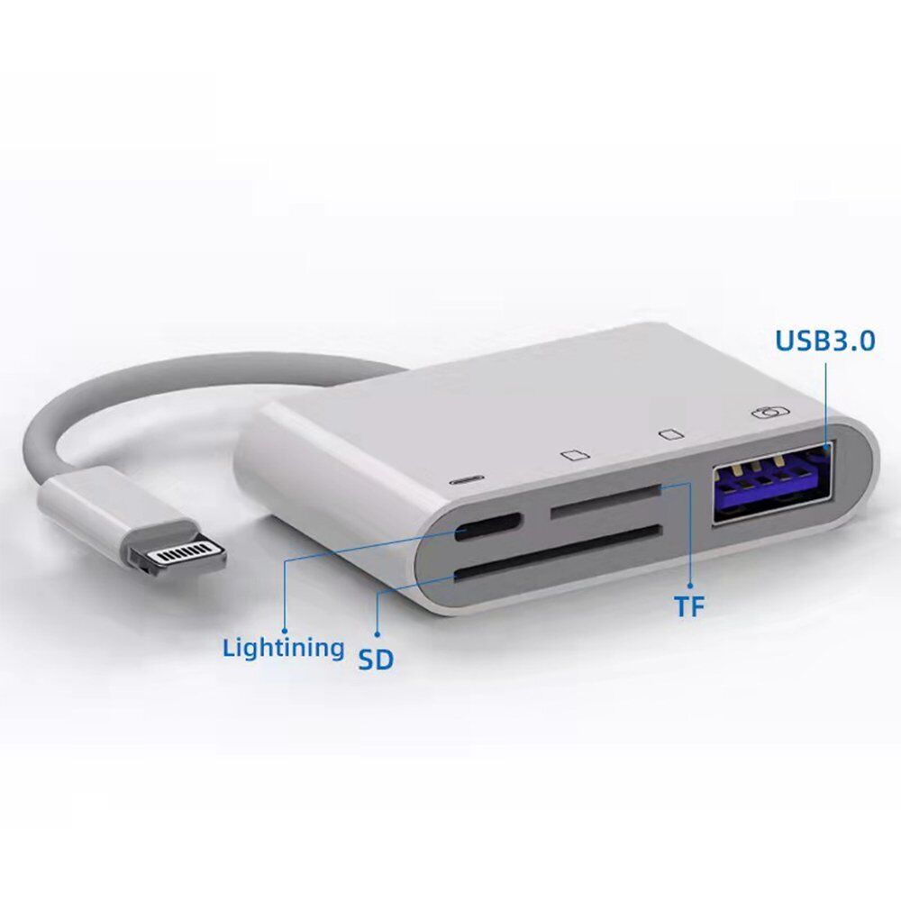 4 in 1 USB Camera Connection Micro SD Card Reader Adapter for iPhone iPad IOS - Fresh Stock Dated October 2025