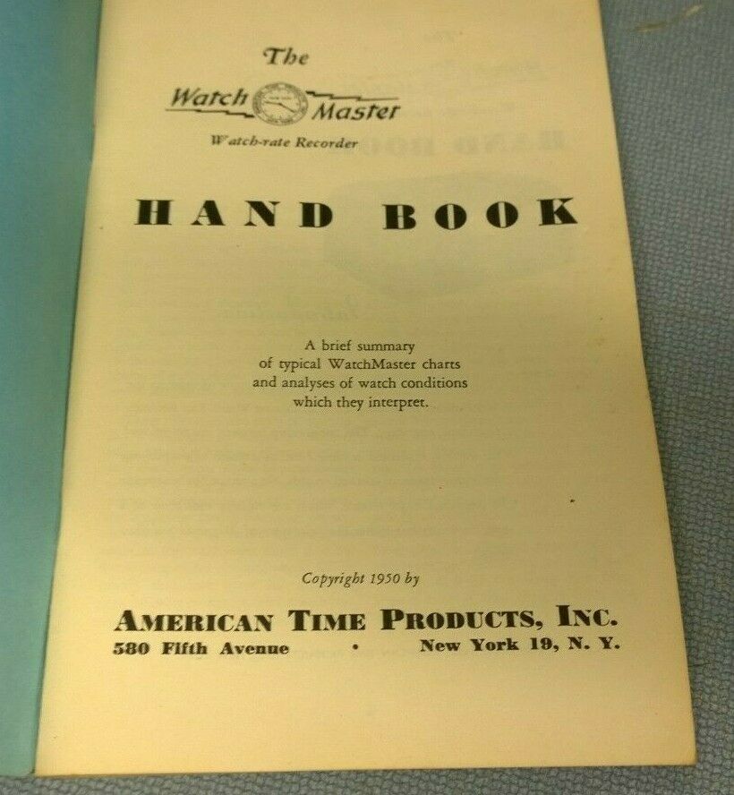 Vintage 1950 The Watch Master Hand Book - Watchmaker Bench Repair Tool - Fresh Stock Dated October 2025