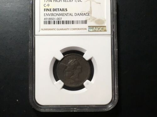 1794 Half Cent High Relief C-9 R 2 Fine Details NGC - Fresh Stock Dated October 2025