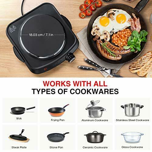 SUNAVO 1500W Hot Plates for Cooking, Electric Single Burner with Handles, 6 Powe - Fresh Stock Dated October 2025