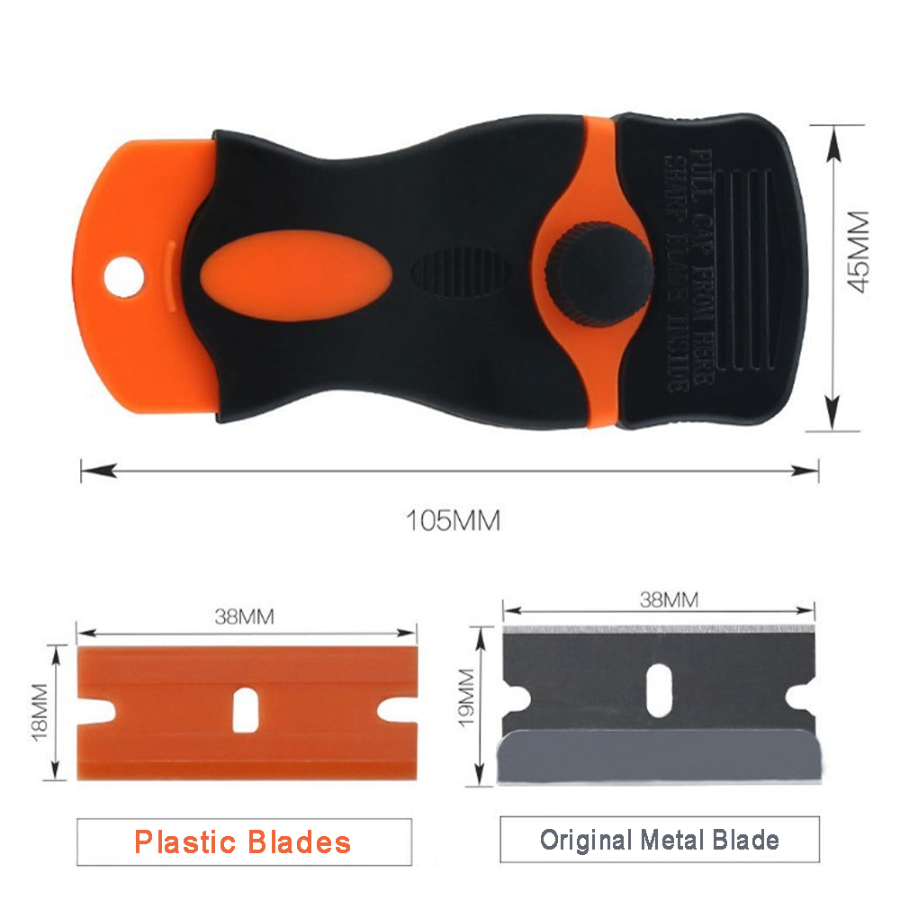 100 pcs Plastic Razor Blades and Razor Scraper Double Edged Sticker Removal Tool - Fresh Stock Dated October 2025