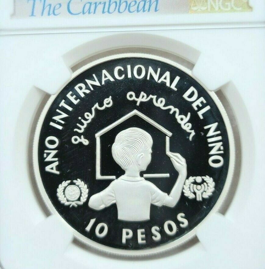1982 DOMINICAN REPUBLIC SILVER 10 PESOS YEAR OF THE CHILD NGC PF 67 ULTRA CAMEO - Fresh Stock Dated October 2025