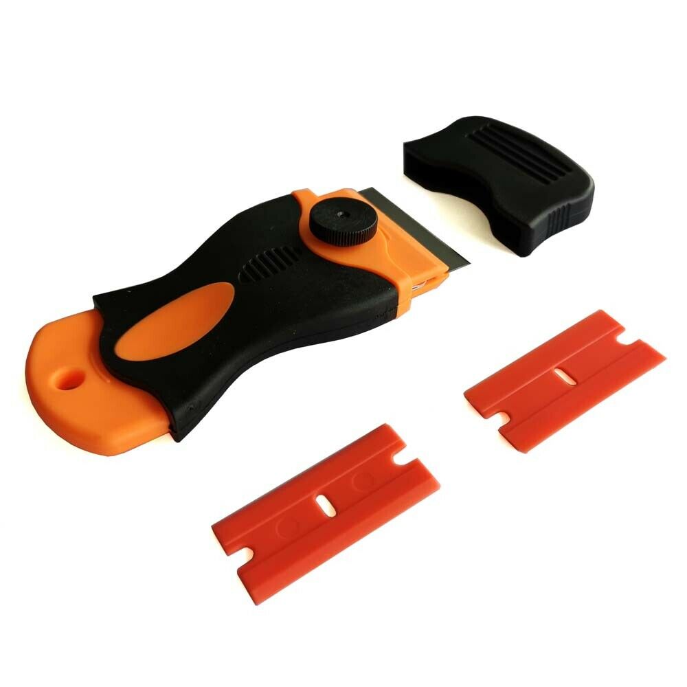 100 pcs Plastic Razor Blades and Razor Scraper Double Edged Sticker Removal Tool - Fresh Stock Dated October 2025