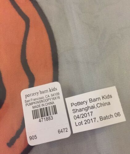 NWT Pottery Barn Kids ~SNOOPY~ HALLOWEEN Jack-O-Lantern PILLOW Cvr ~PEANUTS~ 🎃 - Fresh Stock Dated October 2025