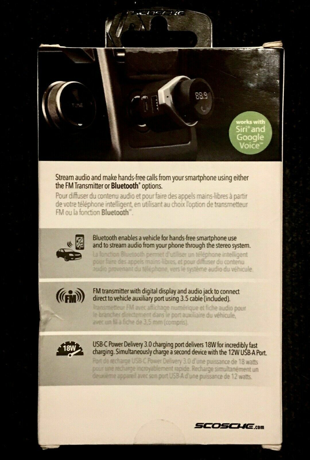 Scosche BTFreq Pro Wireless Hands-Free Car Kit - Bluetooth 5.0, FM, Dual USB-A/C - Fresh Stock Dated October 2025