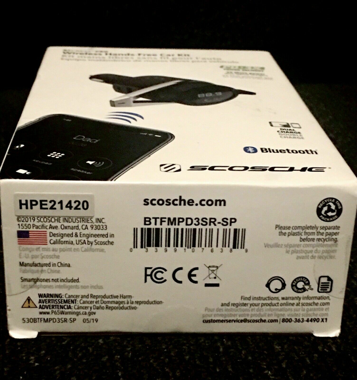 Scosche BTFreq Pro Wireless Hands-Free Car Kit - Bluetooth 5.0, FM, Dual USB-A/C - Fresh Stock Dated October 2025