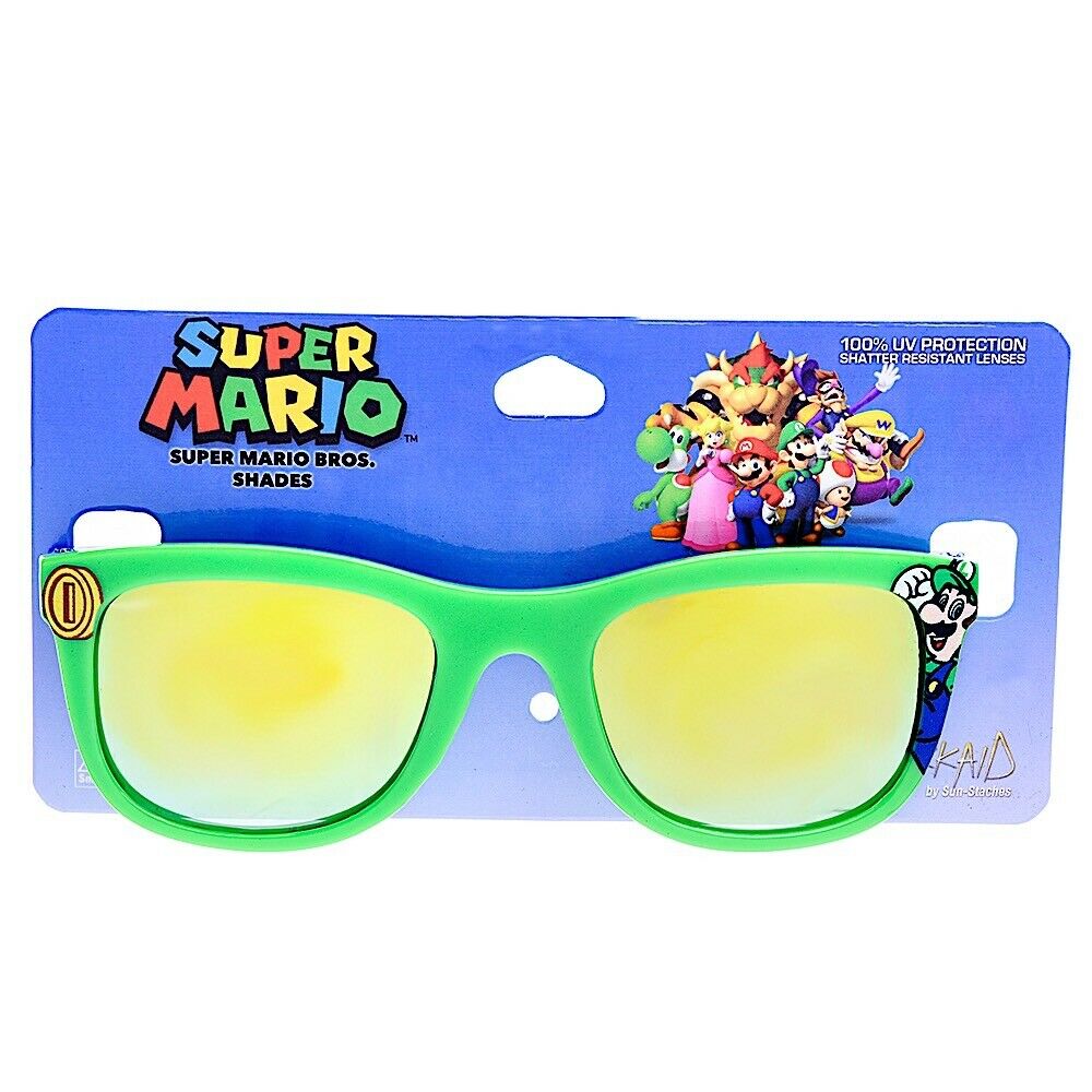 Nintendo Super Mario: Luigi Child Sunglasses Green Frame Gaming Arkaid Shades UV - Fresh Stock Dated October 2025