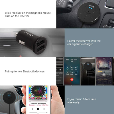Kinivo BTC480 Hands-Free Car Kit (For Cars With 3.5mm Aux Input, Magnetic Mount - Fresh Stock Dated October 2025