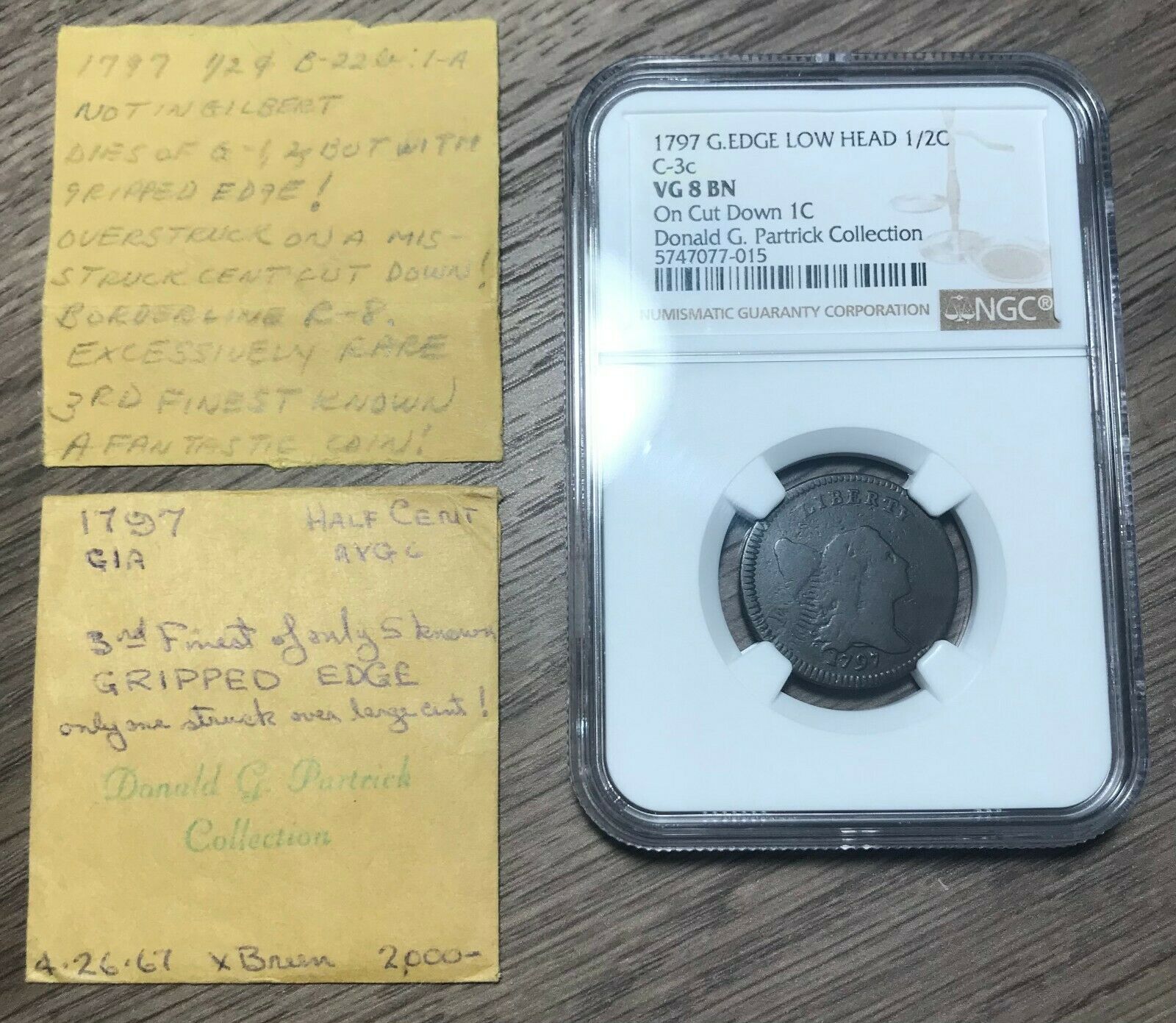 1797 C-3c R-7 NGC VG 8 Gr Edge Low Head Liberty Cap Half Cent Coin 1/2c - Fresh Stock Dated October 2025