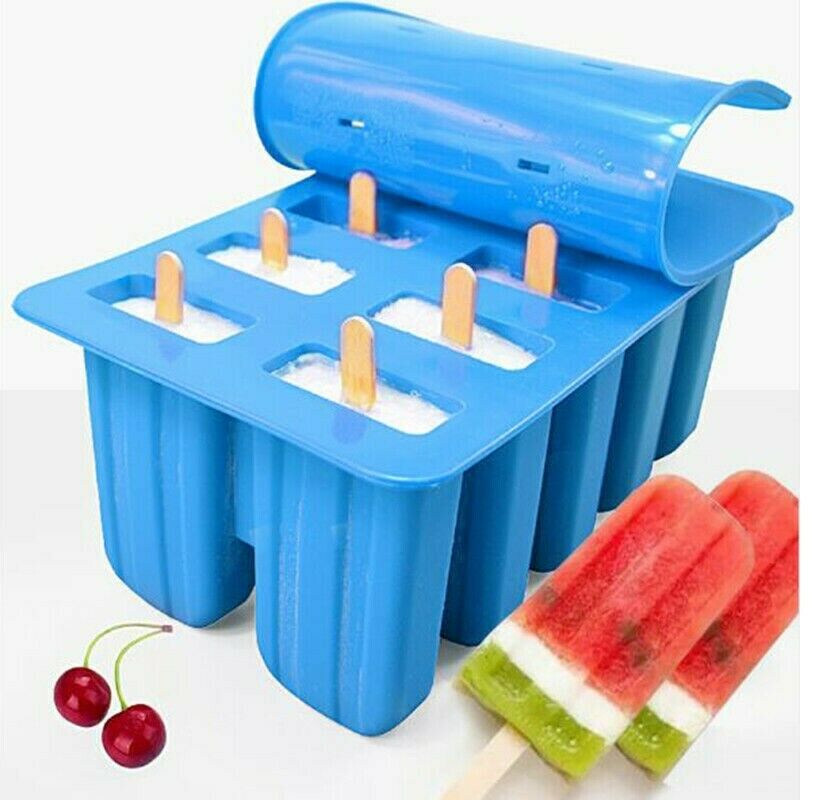 Frozen Popsicle Molds Ice Cream Pop Maker Freezer Tray Fruit with Sticks Summer - Fresh Stock Dated October 2025