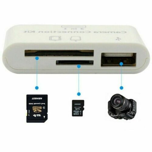3 in1 USB SD Card Reader Micro Camera Connection Adapter Reader for iPad iphone - Fresh Stock Dated October 2025