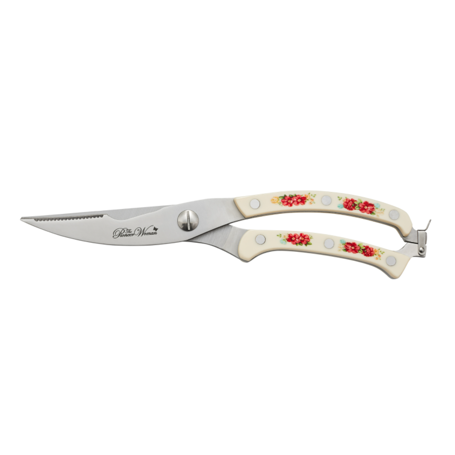 Pioneer Woman Vintage Floral 14-Piece Cutlery Kitchen Set Wood Block Home Dining - Fresh Stock Dated October 2025