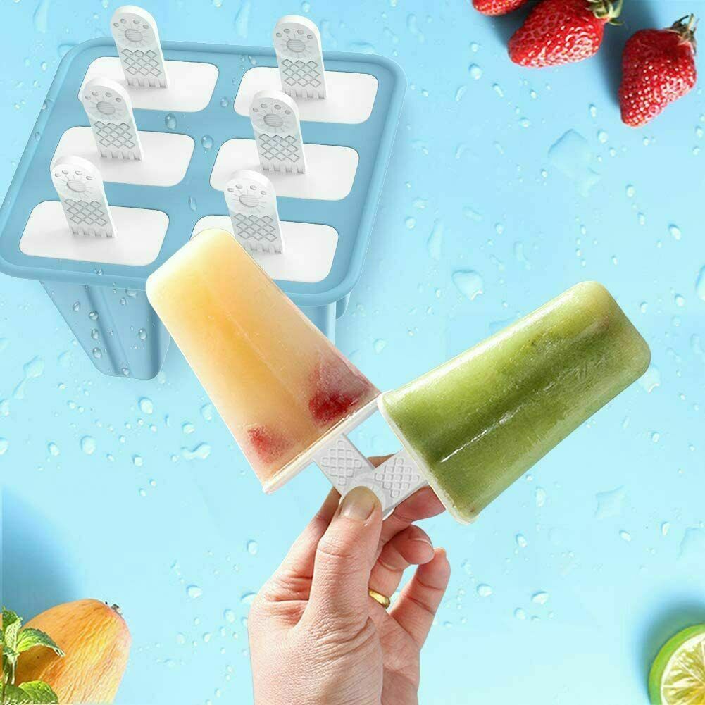 Moldes para 6 Paletas Heladas de Silicona Flexible y Reutilizable - Fresh Stock Dated October 2025